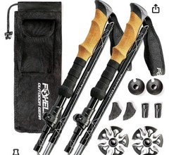 Foxelli Aluminum Ultra Strong Trekking Poles (5’8” Or Shorter)