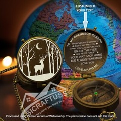 Personalized Baptism Gift – Engraved Pocket Brass Compass – To My Son Compass