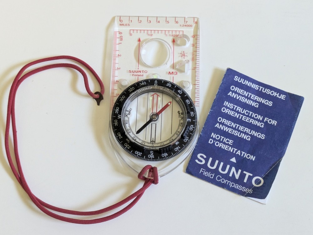 Suunto M-3 Field Compass & Instructions Booklet Clear Plastic Maps Tool Hiking