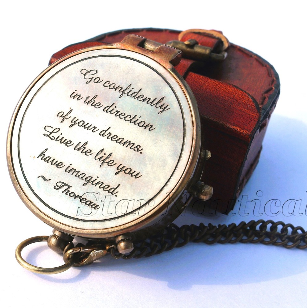 Go confidently in the direction of your dreams Brass Antique Compass