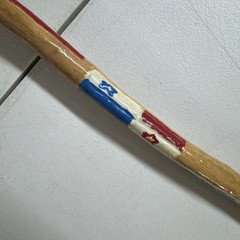 Walking Stick Hand Carved And Painted With Snake And Flags