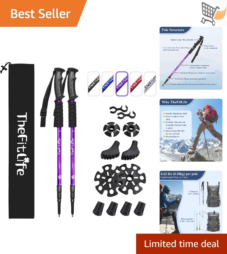 Aluminum Nordic Walking Poles Collapsible Telescopic Shock-Absorbing Hiking