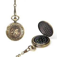 Classic Antique Finish Pocket Compass with Chain | Copper Survival Compass
