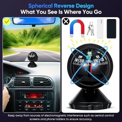 Adjustable Car Compass with Stick-On Base | Universal Dashboard Navigation