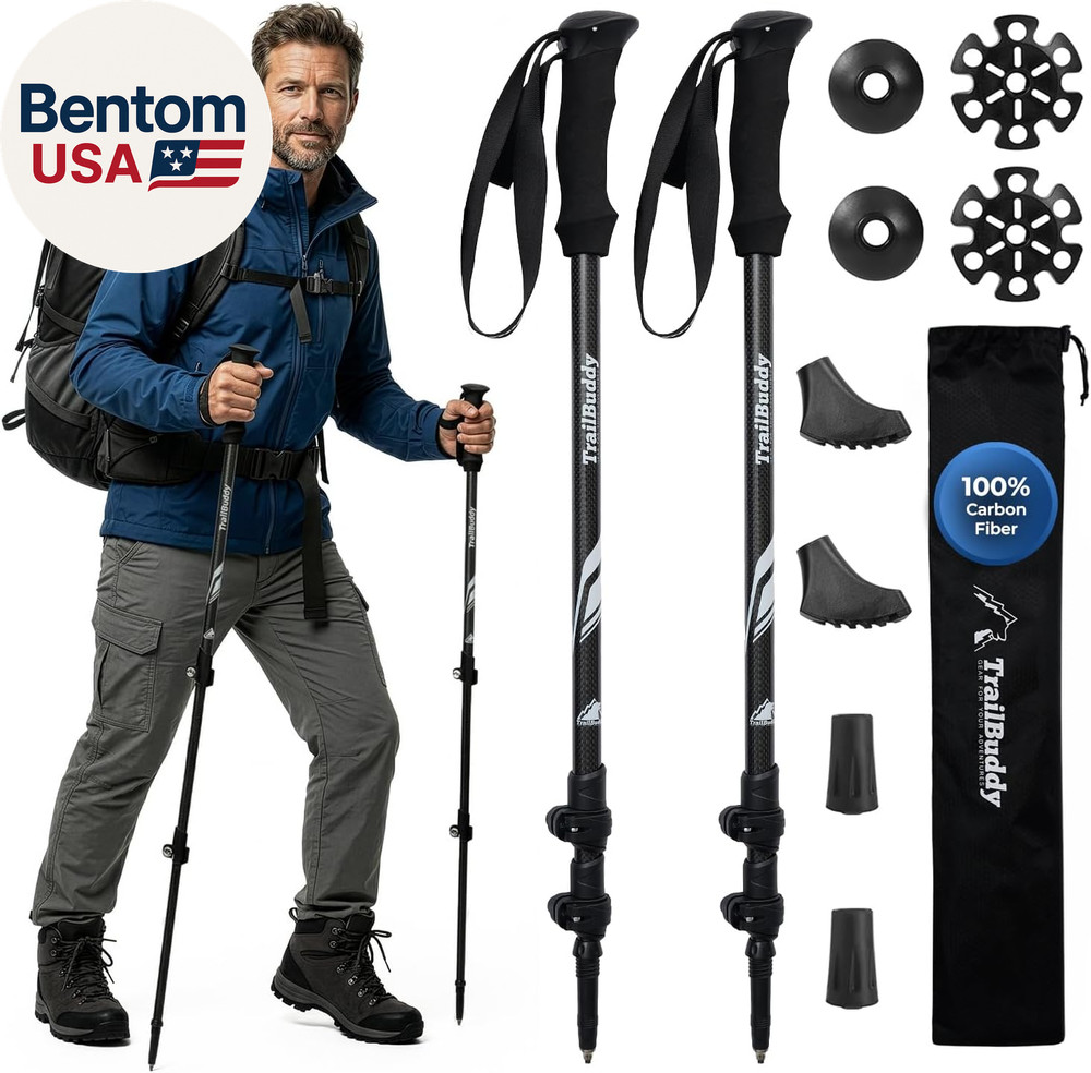 3K Carbon Fiber Hiking Poles – Collapsible Lightweight Trekking Poles for Hiking