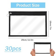 30 Pack Clear Zipper Pouches, PVC Waterproof Envelopes Folder Makeup Bags