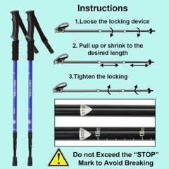 2X Trekking Poles Nordic Walking Hiking Sticks Adjustable Anti-shock Alpenstock