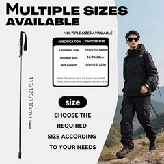 Foldable 5Sections UltraLight 110G Hiking Poles Carbon Fiber Sticks Trekking Pol