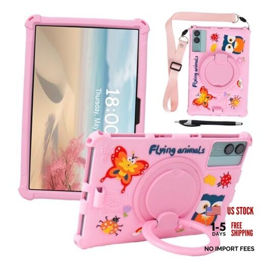 11-inch Android Tablet Case – Universal Cute Cartoon Case for ApoloSign, pink