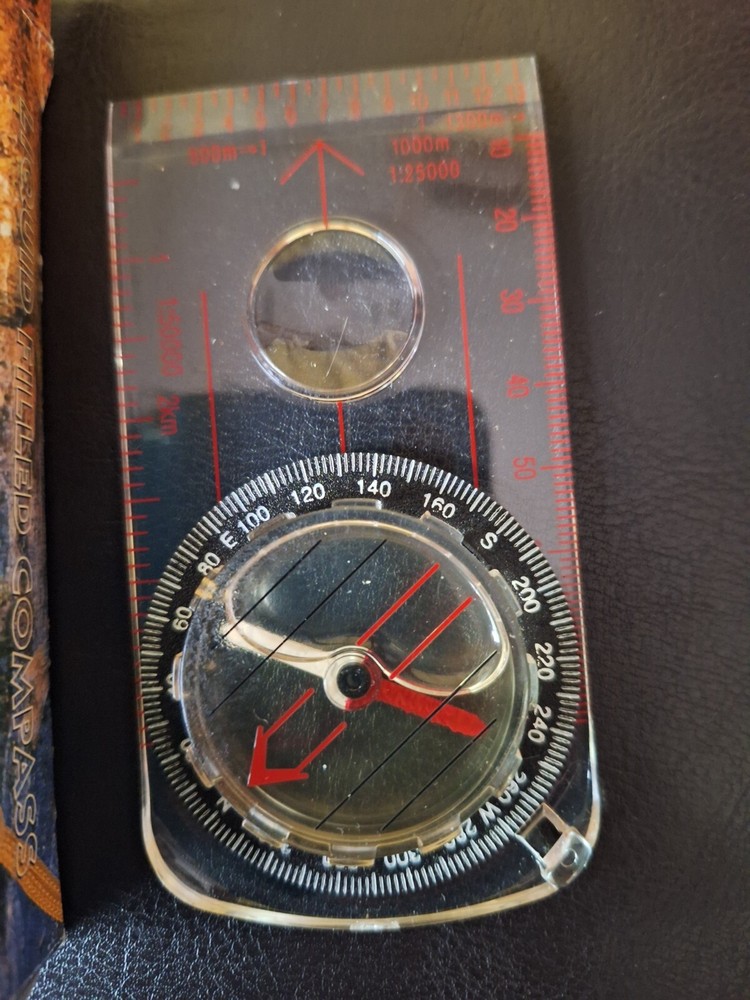 Liquid Filled Compass – Map Compass – Boxed W/Lanyard – Glass + Scale