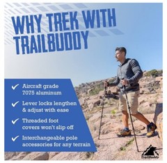 TrailBuddy Trekking Poles – Adjustable Hiking for Snowshoe & Backpacking Gear