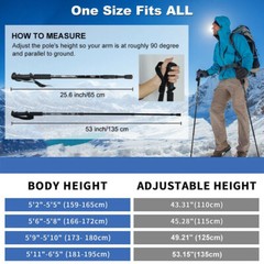 2 PCS Trekking Hiking Sticks Anti-shock Adjustable Alpenstock Walking Poles