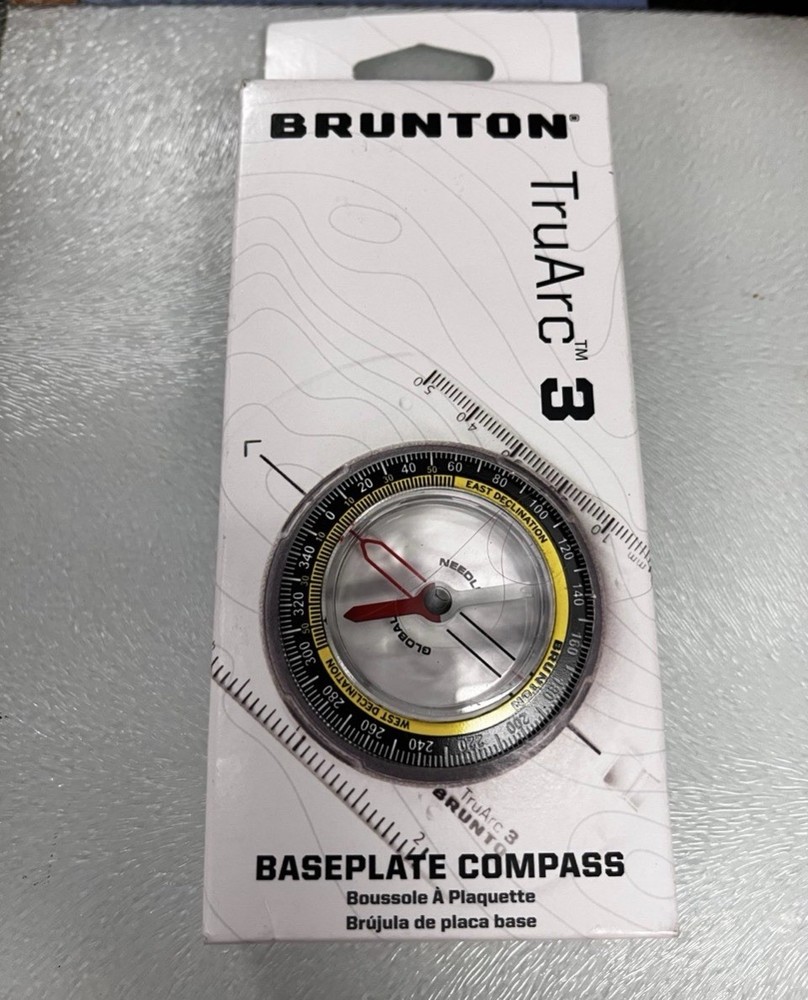 Brunton TruArc 3 Baseplate Compass Global Needle Map Lines Tool-Free Declination