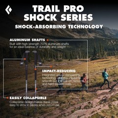 BLACK DIAMOND Trail Pro Shock Trekking Poles 105-140 cm (Shock Grip), Granite