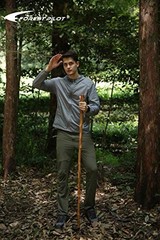 Hiking Stick 55 Inches Hardwood with Hand Strap Rubber Tip Waterproof Coating