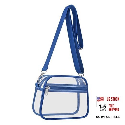 Clear Bag for Stadium Events Clear Sports Fan Handbags Purses with Medium Blue