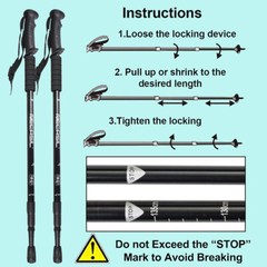 2 Packs Hiking Walking Sticks Trekking Poles Collapsible Lightweight Anti-Shock