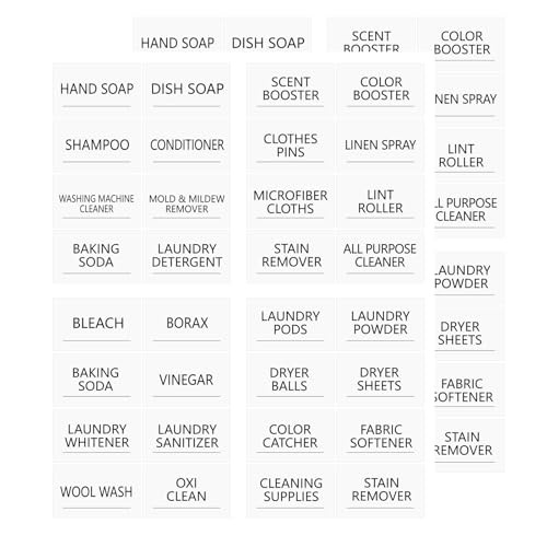 64PCS Laundry Labels – Transparent PVC Waterproof Preprinted Stickers for