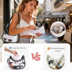 Clear Bag for Stadium Events, Clear Shoulder Bag for Stadium Small Black