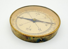 Vintage 60’s Brass Direction Compass Made In Japan 1.78” Mirrored Hiking