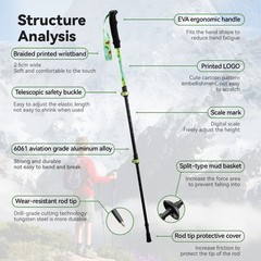 Qunature Kids Hiking Poles Aluminum Alloy Telescopic Outdoor Walking Sticks