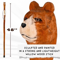 Wood Carved Walking Stick Lightweight **Strong Trekking Pole**