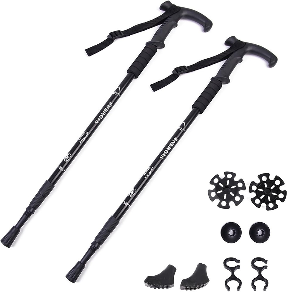 Walking Sticks Lightweight Trekking Poles T Anti-Slip Handle Design Adjustable