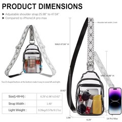 Clear Bag for Stadium Events, Clear Crossbody Bag, Transparent Purses 0-black