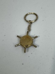 Brass Compass Keychain Classic Nautical Compact Gold Patina Maritime Instrument