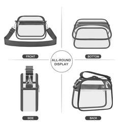 Clear Bag for Stadium Events Clear Sports Fan Handbags Small Charcoal Gray