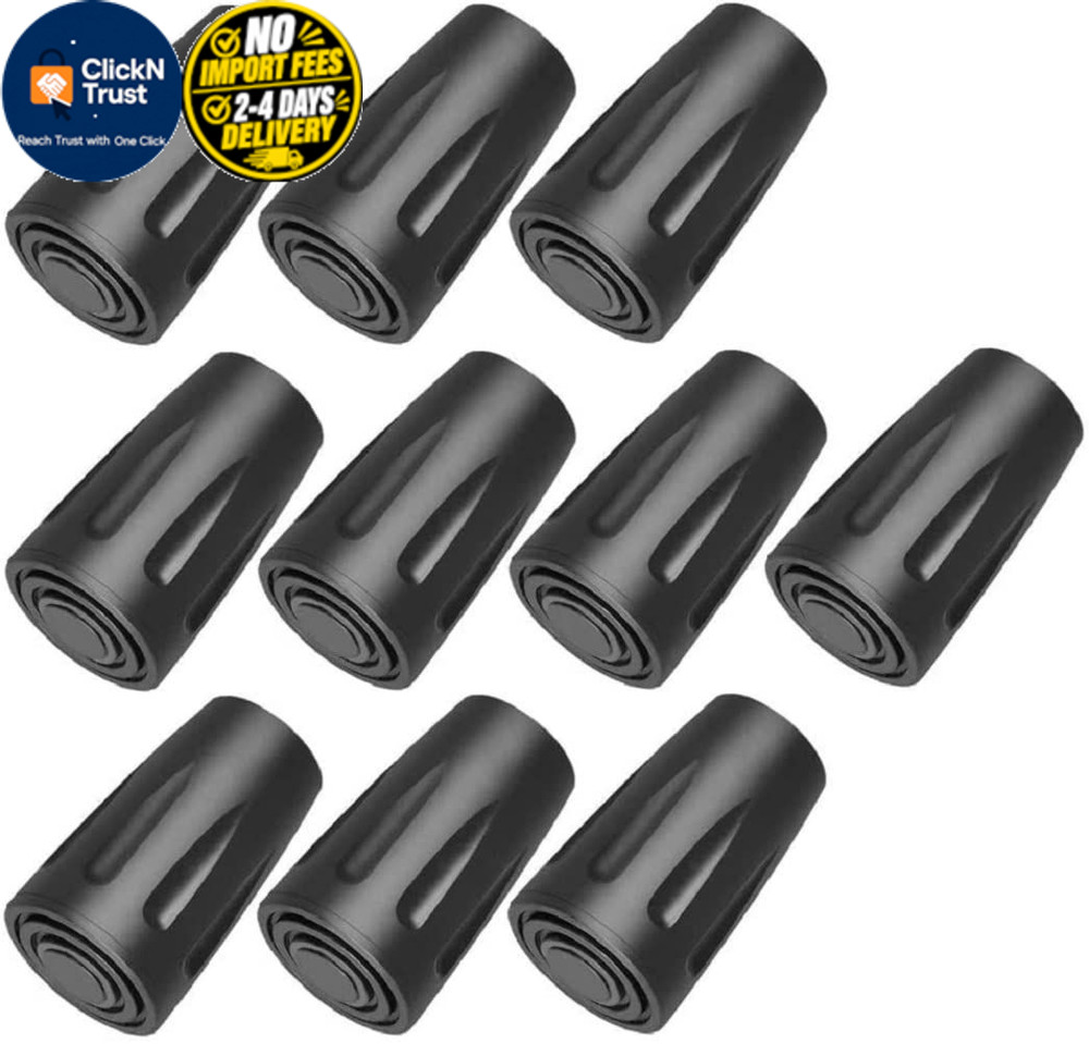 10 Pack Trekking Pole Tips, Hiking Sticks Tips Protectors Fits Most black