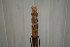 Bear Carved in Dark Wood Walking Stick, Hand Carved Staff, Made in the USA