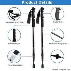2PC Trekking Poles Nordic Walking Hiking Sticks Anti-shock Adjustable Alpenstock