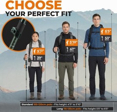 Trek-z Collapsible Hiking Trekking Poles – 100 Balance Support 2 Pack