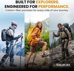 3K Carbon Fiber Collapsible Hiking Poles, Adjustable Trekking Poles for Hiking,