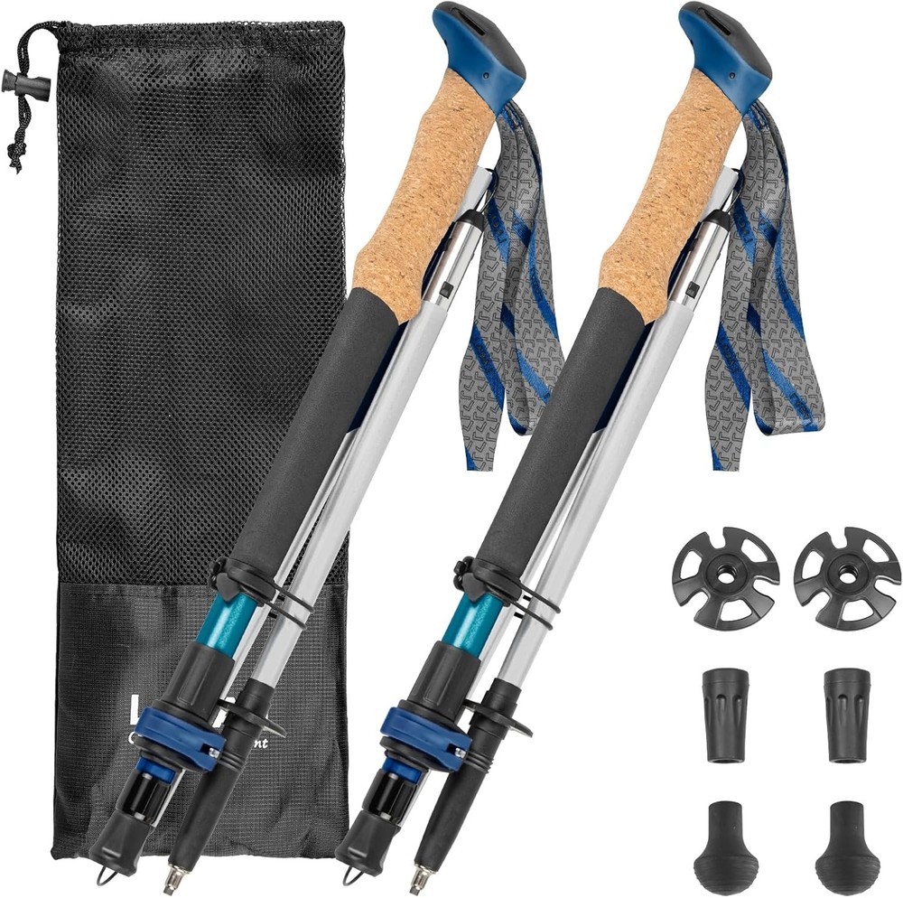 Aluminum Collapsible Trekking Poles, Lightweight Adjustable Hiking Poles