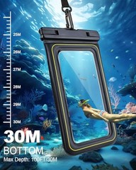 Waterproof Phone Pouch 2 Pack, IP68 Floating Waterproof Phone Case, Up to Black