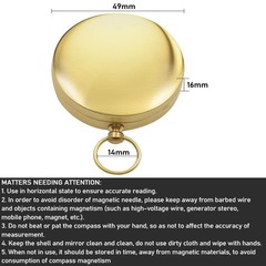 Camping Survival Compass for Hiking,Small Golden Pocket