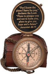 Jeremiah 29 : 11 – For I Know the – Antique Compass With Leather Case Christmas