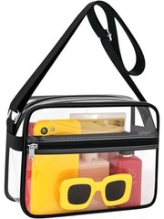 Clear Bag for Stadium Events Clear Messenger Bag Suitable for Small Black-1