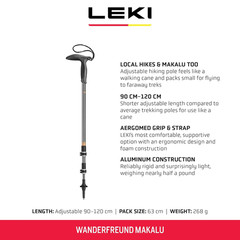Wanderfreund Makalu Lightweight Adjustable Walking Pole for Hiking – Black/Coppe