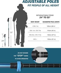 Trekking Hiking Pole Aluminum/Fiberglass/Bamboo Quick adjustable Lock 1 pair