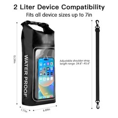 Waterproof Dry Bag, Beach Phone Bag 2L Roll Top Waterproof Backpack Green