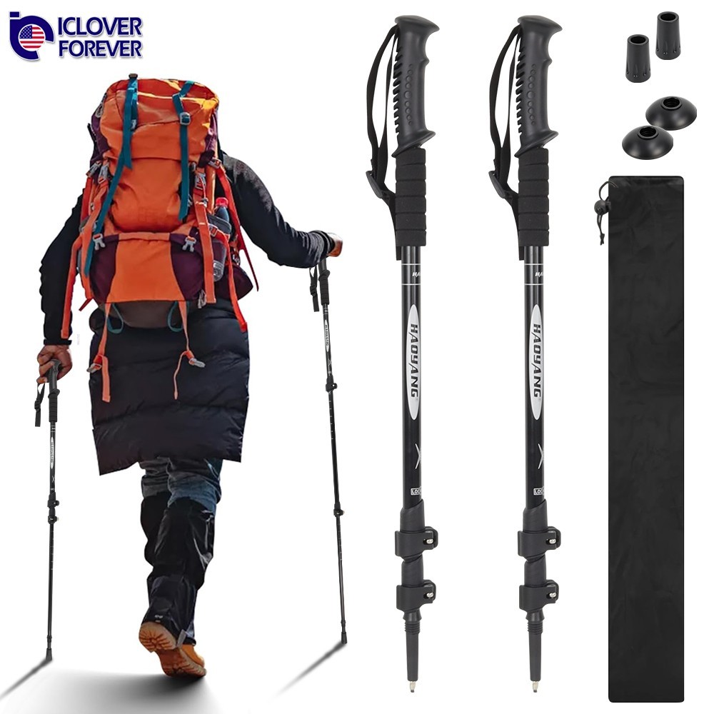 2X Trekking Poles Nordic Hiking Walking Sticks Adjustable Anti-shock Alpenstock