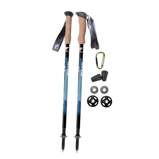 Compact 3 Trekking Poles – 5.6 oz Ultralight, Backpacking, Blue / EVA Cork