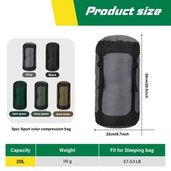 5 Pcs Compression Sacks for Backpacking 20L Camping Sleeping Bag Stuff Sacks …