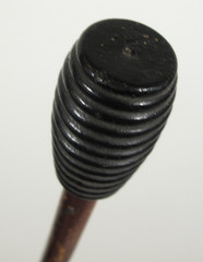 VTG Dark Brown Wood Walking Stick 36 in Long with Black Ribbed Plastic Handle