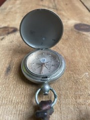 Antique 1910s-20s Keuffel Esser Co Pocket Compass w Leather Strap Hunting Survey