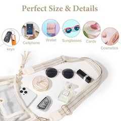 Clear Bag for Stadium Events, Clear Purses for Women, Crossbody Milky White