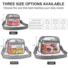 Clear Bag for Stadium Events Clear Sports Fan Handbags Purses with Small Grey